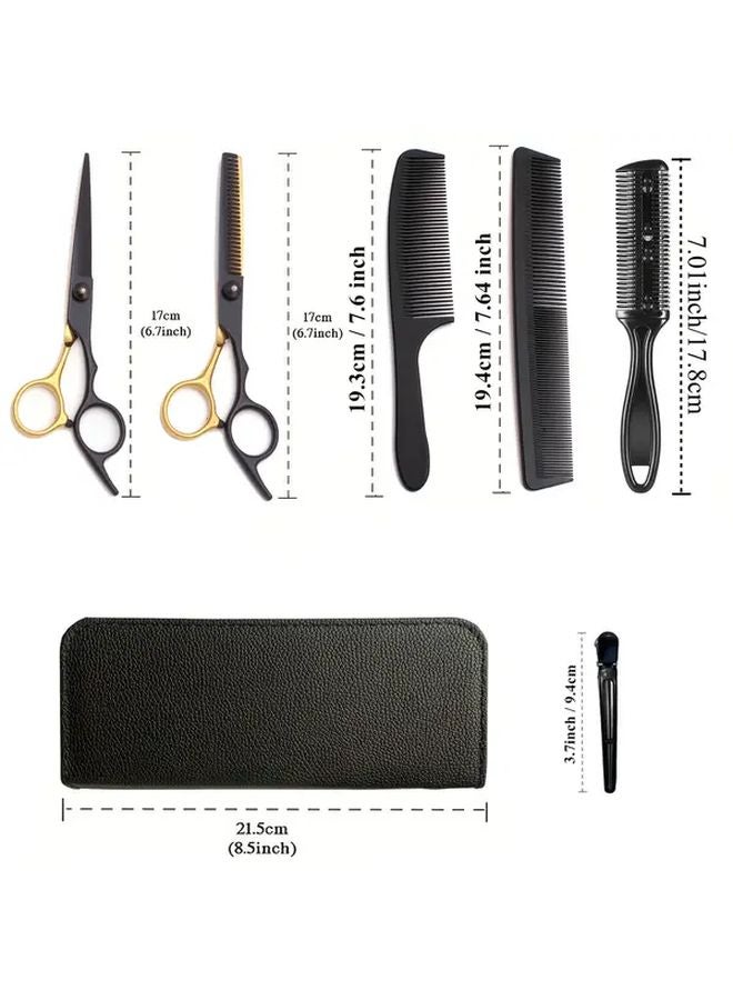 Black Orange Hairdressing Scissors and Comb Set Japan Stainless Hair Thinning Shears 6 Inch - Image 4